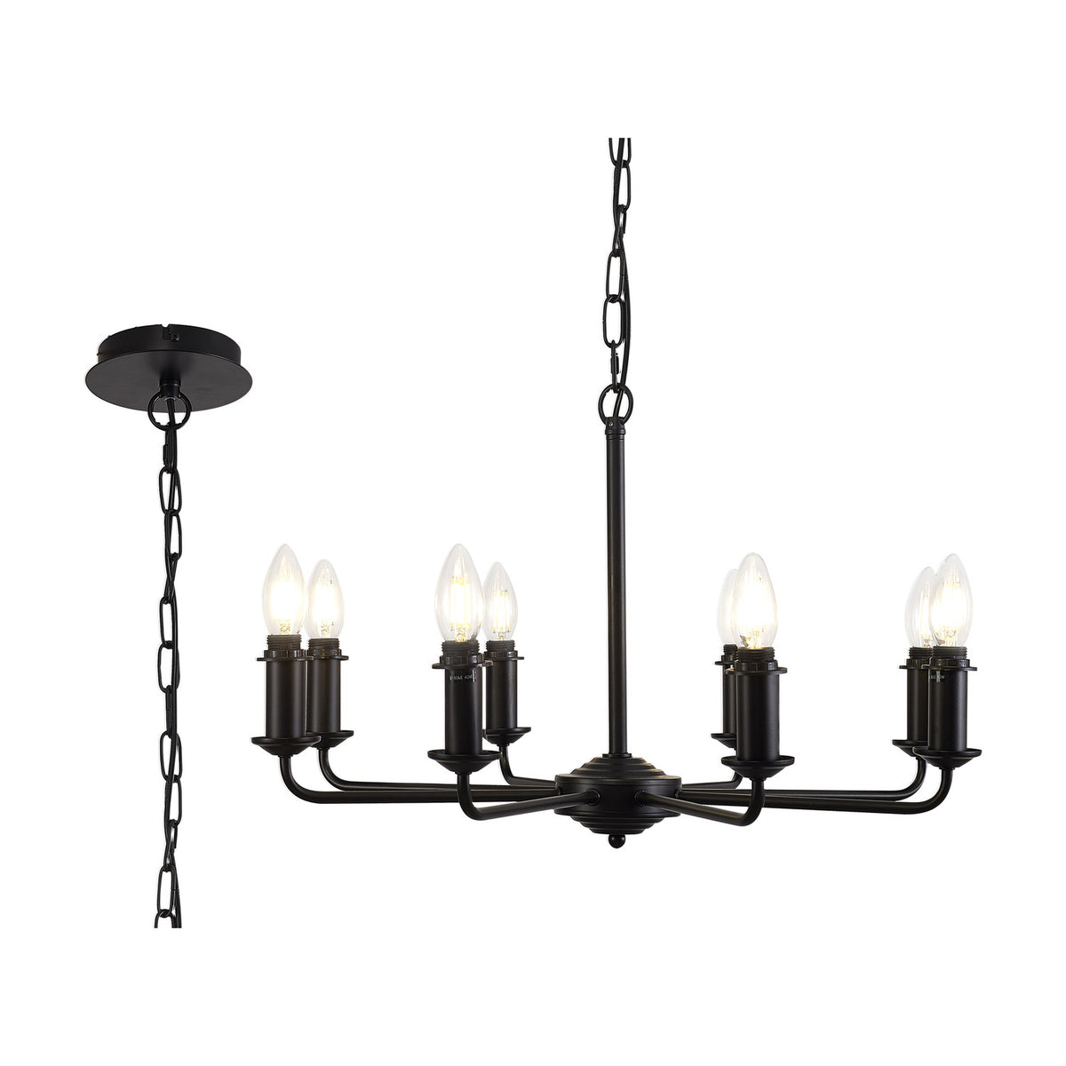 Banyan 8 Light E14 Semi Flush Ceiling Light 59cm - Matt Black