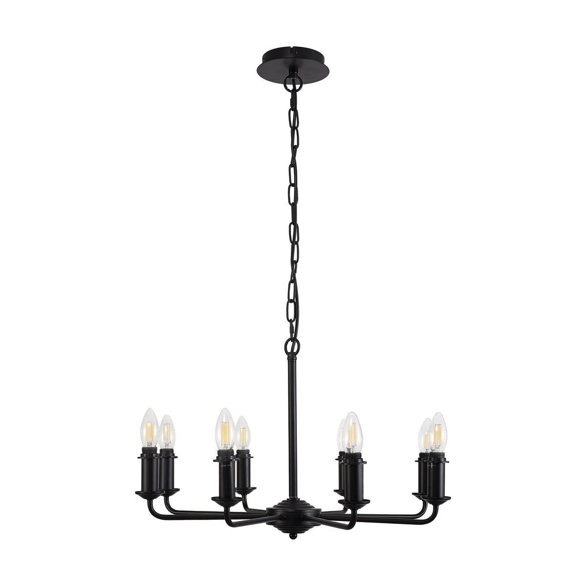 Banyan 8 Light E14 Semi Flush Ceiling Light 59cm - Matt Black