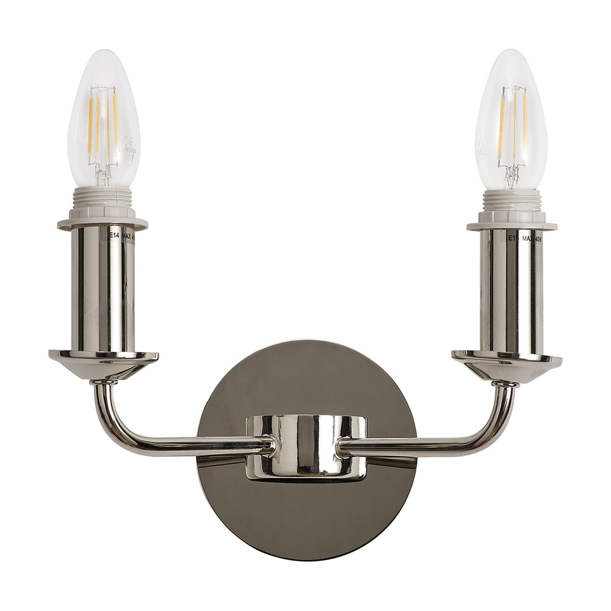 Banyan 2 Light E14 Wall Light 17.5cm High - Polished Nickel