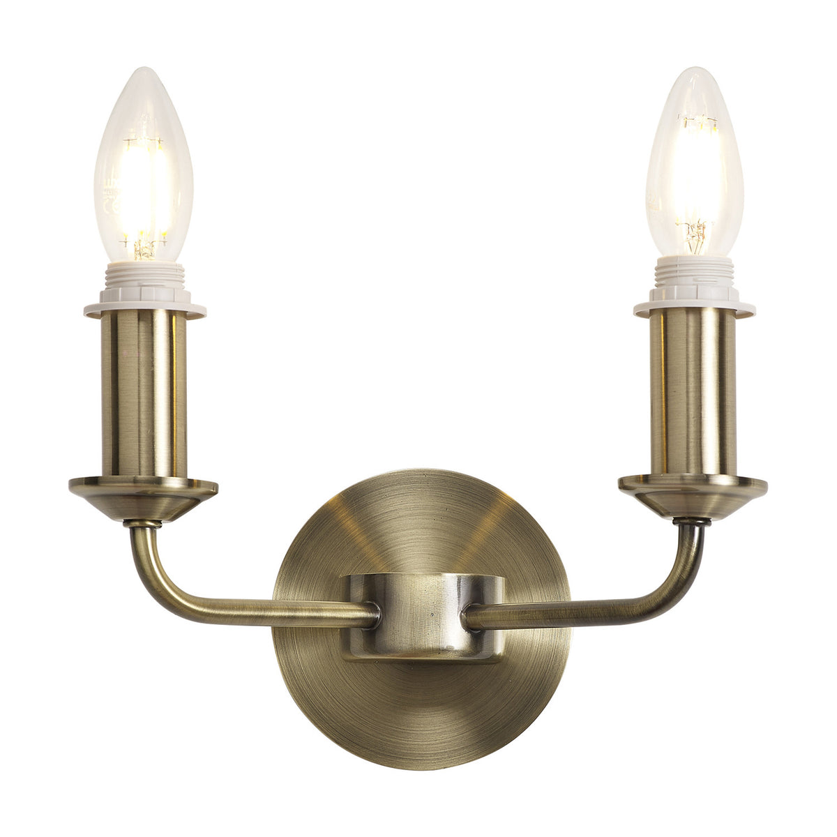 Banyan 2 Light E14 Wall Light 17.5cm High - Antique Brass