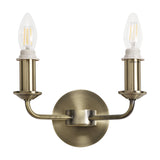 Banyan 2 Light E14 Wall Light 17.5cm High - Antique Brass