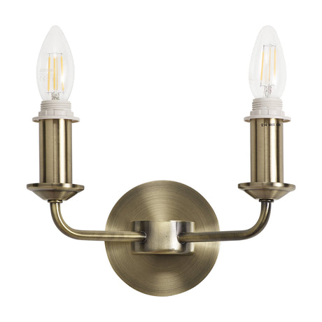 Banyan 2 Light E14 Wall Light 17.5cm High - Antique Brass