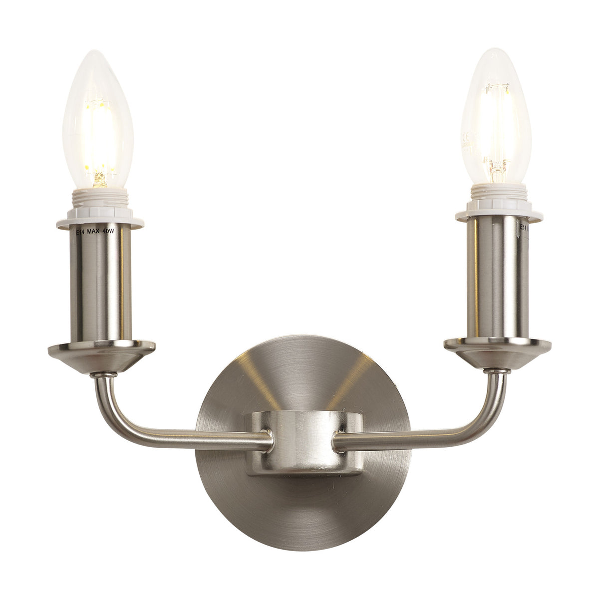 Banyan 2 Light E14 Wall Light 17.5cm High - Satin Nickel