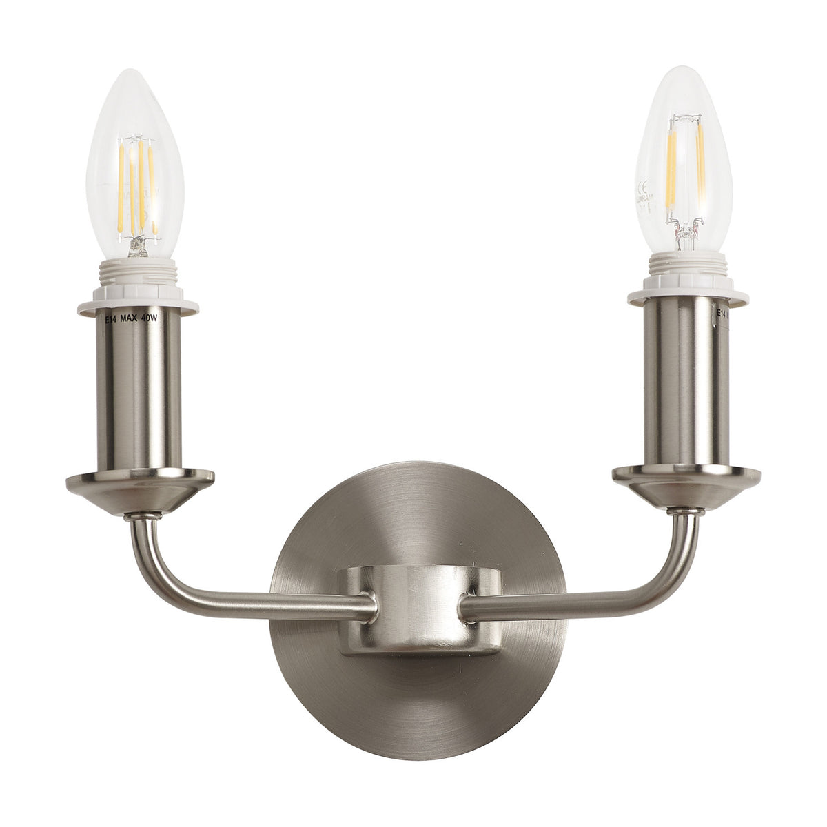 Banyan 2 Light E14 Wall Light 17.5cm High - Satin Nickel