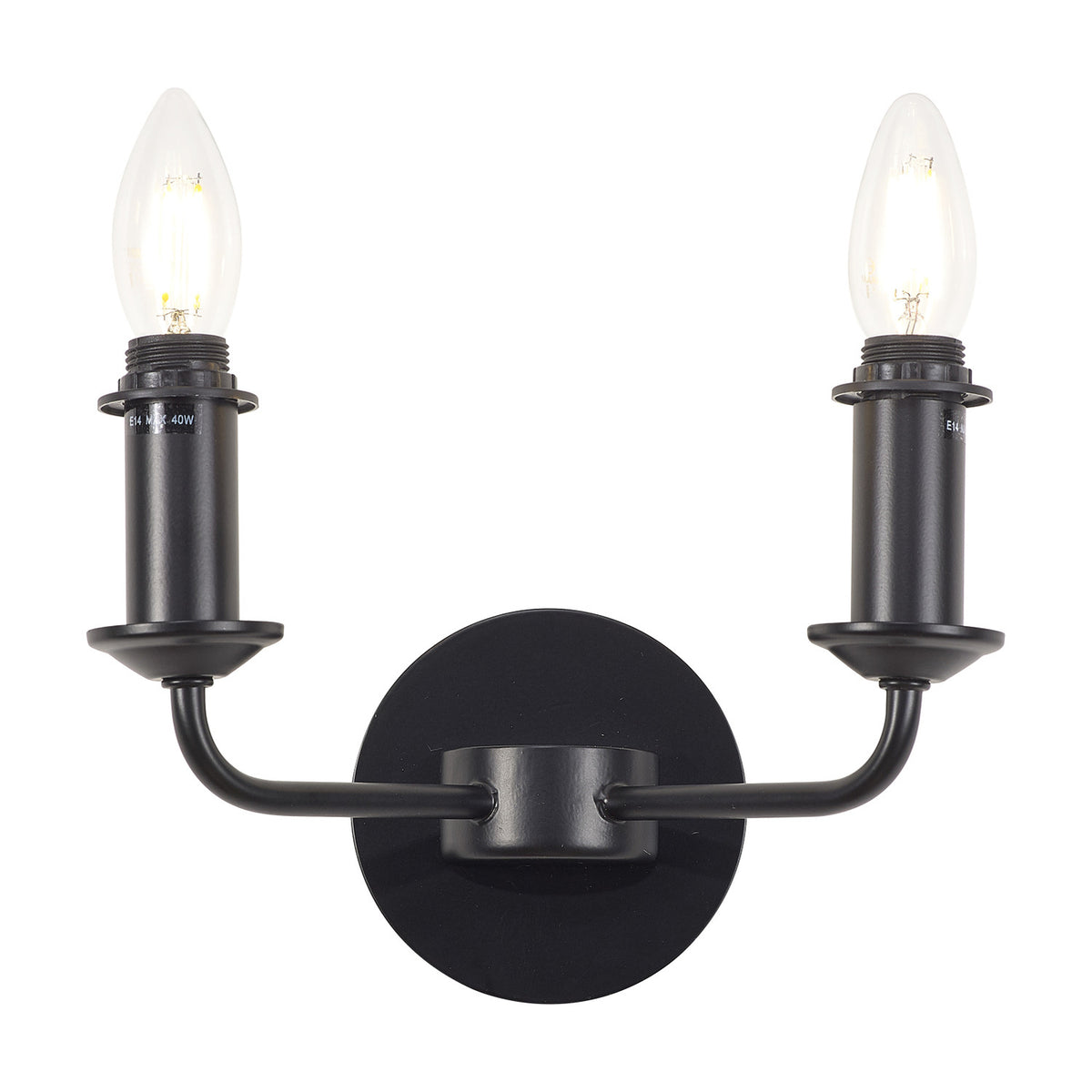 Banyan 2 Light E14 Wall Light 17.5cm High - Matt Black