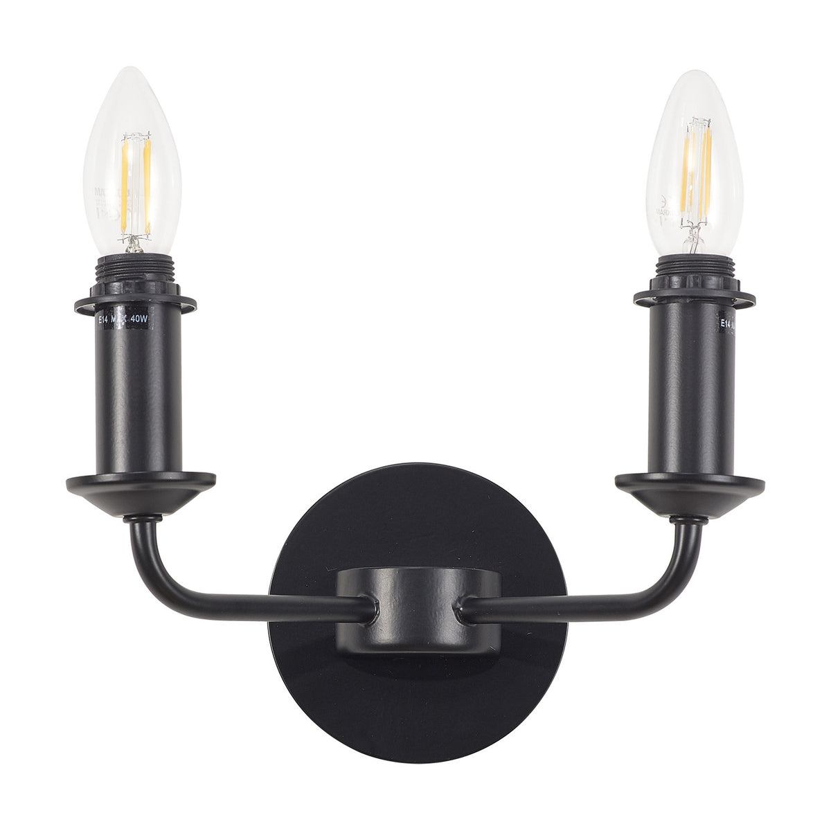 Banyan 2 Light E14 Wall Light 17.5cm High - Matt Black