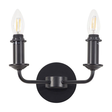 Banyan 2 Light E14 Wall Light 17.5cm High - Matt Black