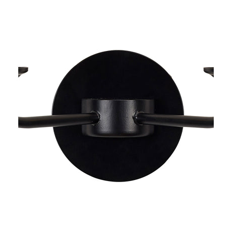 Banyan 2 Light E14 Wall Light in matt black, rear view showing circular iron backplate, mounting cup and two curved arms, on a plain white background.