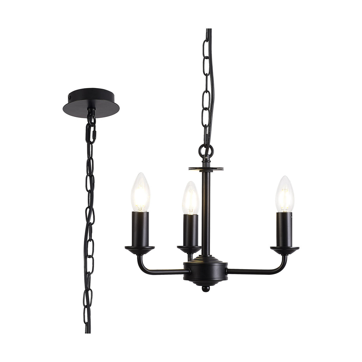 Banyan 3 Light E14 Pendant Light 35cm - Matt Black