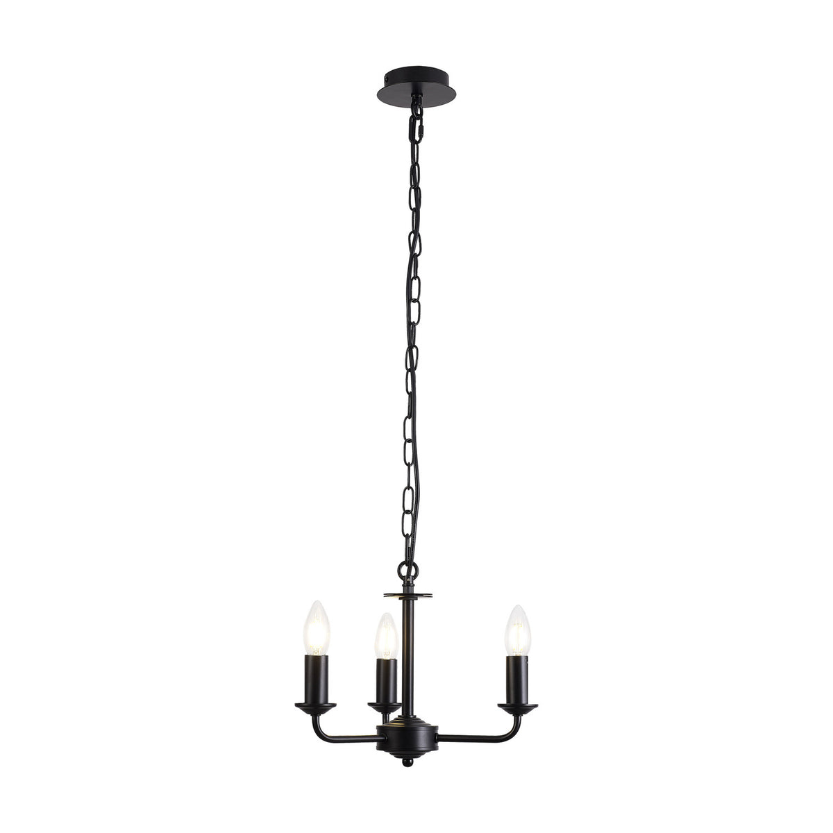 Banyan 3 Light E14 Pendant Light 35cm - Matt Black