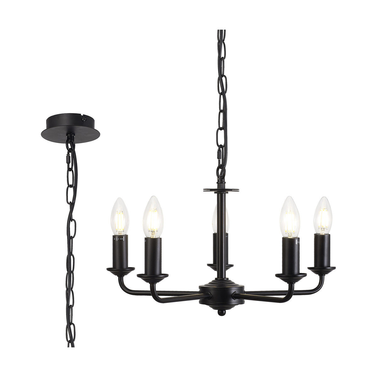 Banyan 5 Light E14 Pendant Light 45cm - Matt Black