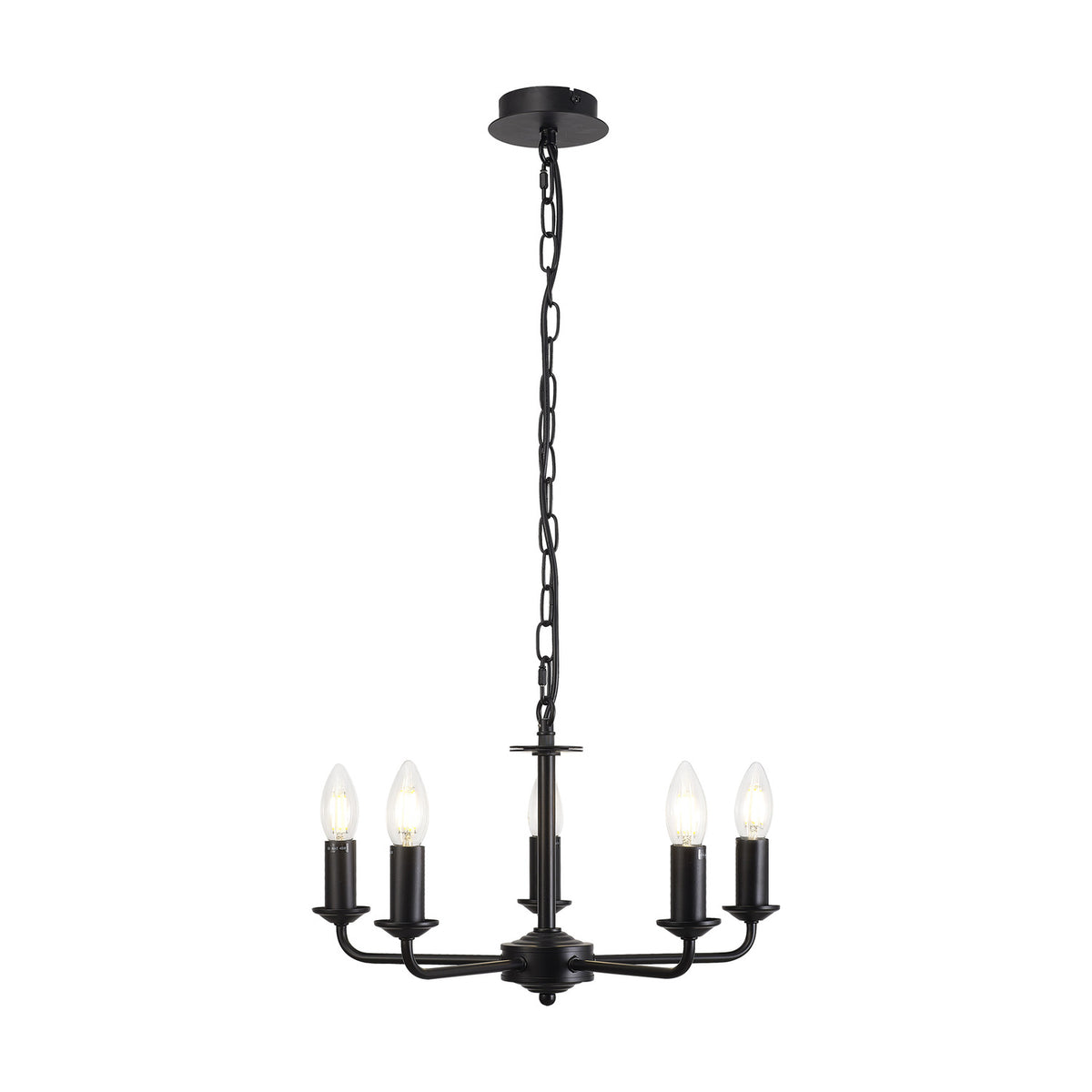 Banyan 5 Light E14 Pendant Light 45cm - Matt Black