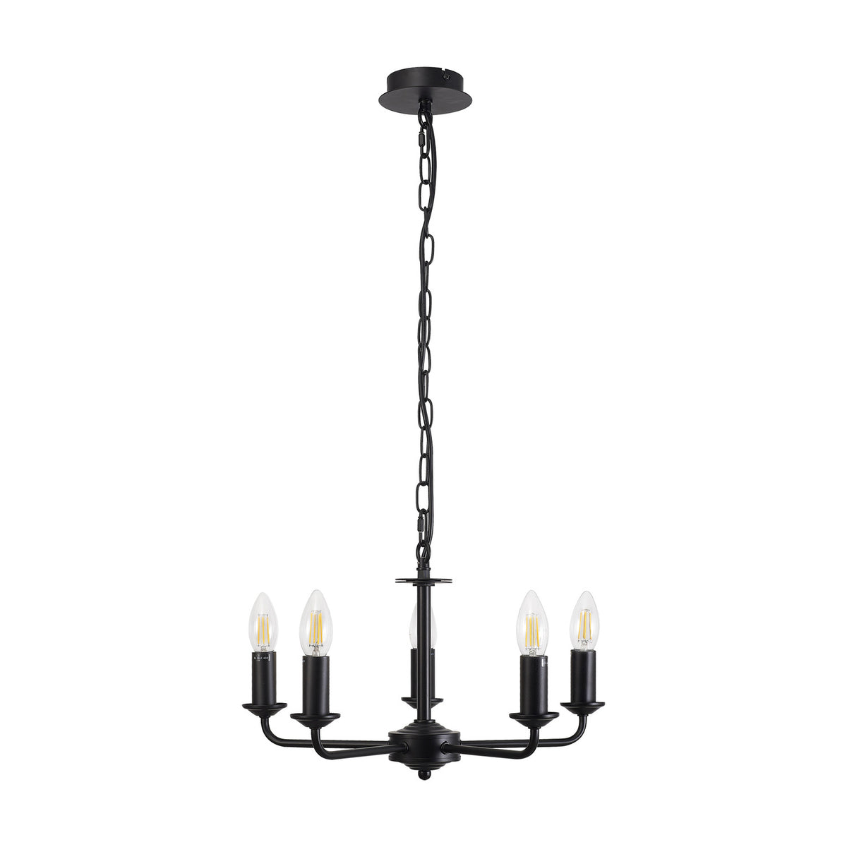 Banyan 5 Light E14 Pendant Light 45cm - Matt Black