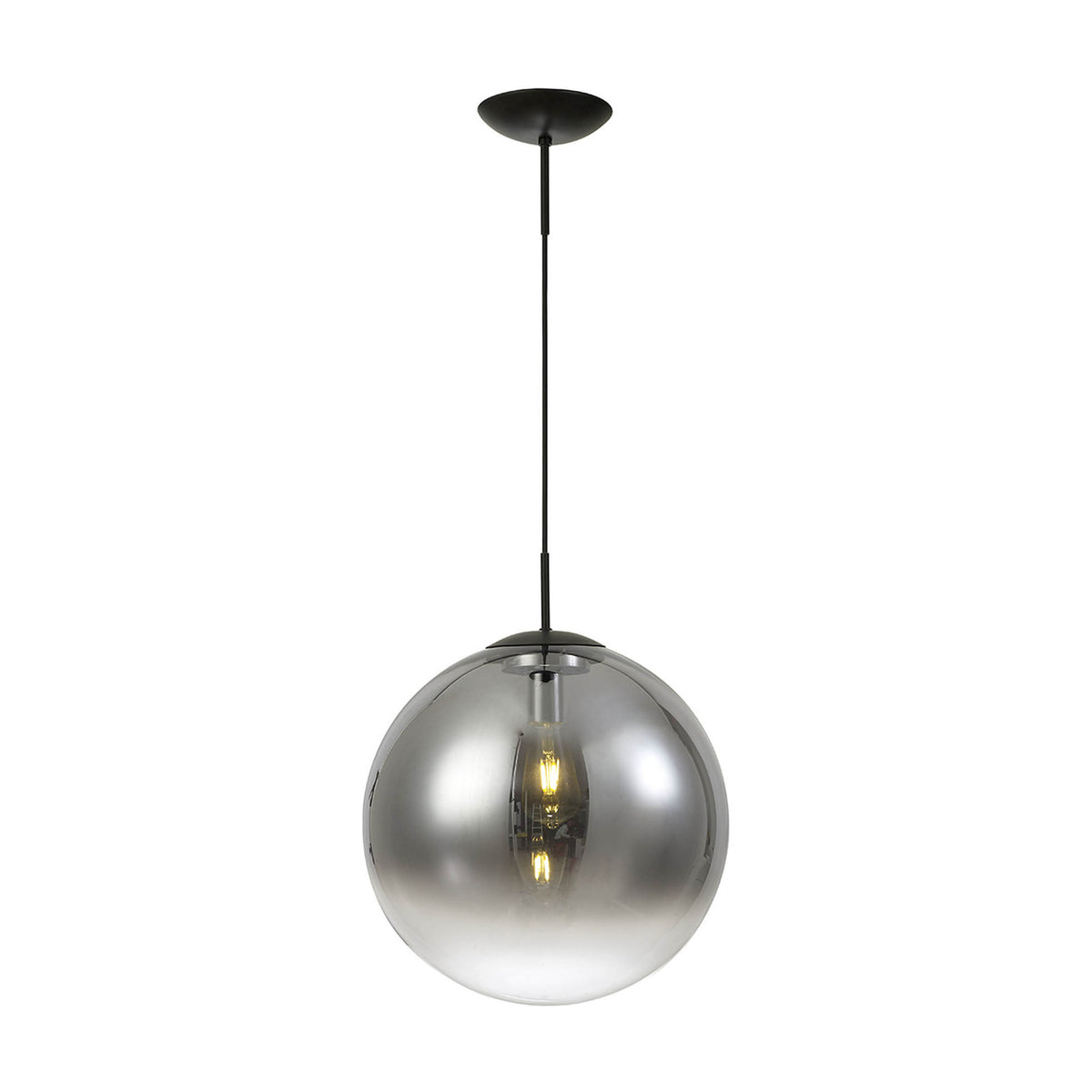Miranda E27 Pendant Light 40cm Smoke Fade - Matt Black