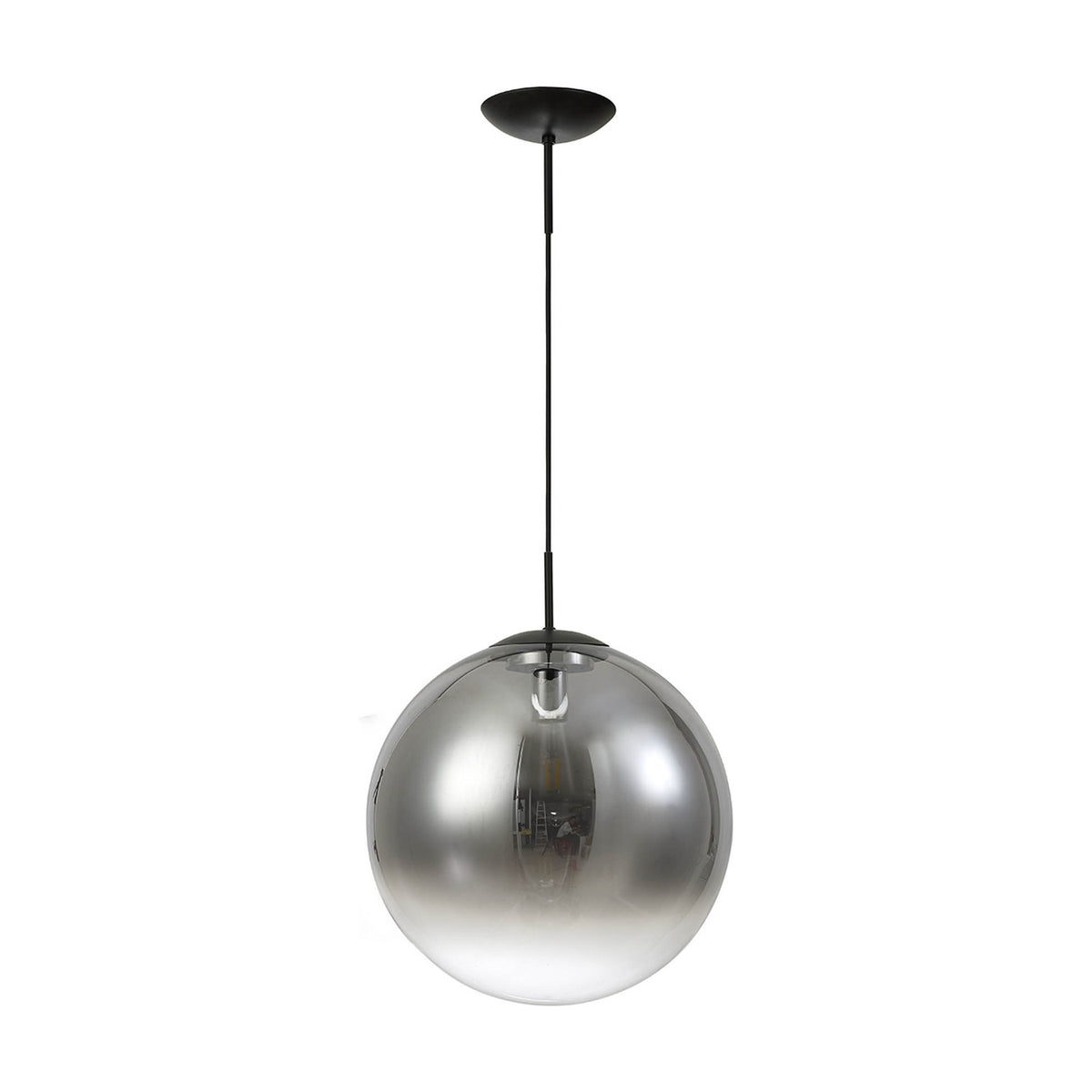 Miranda E27 Pendant Light 40cm Smoke Fade - Matt Black