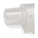 Close-up of the Additions Cable Grip 20mm, a clear moulded fitting with an 8mm threaded end, shown against a plain white background.