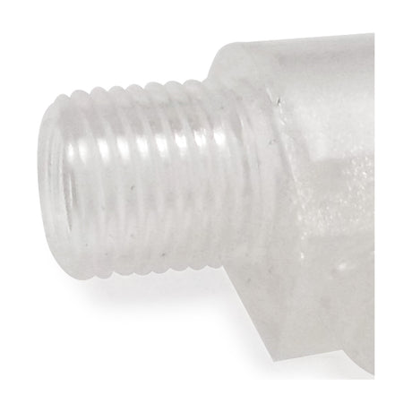 Close-up of the Additions Cable Grip 20mm, a clear moulded fitting with an 8mm threaded end, shown against a plain white background.