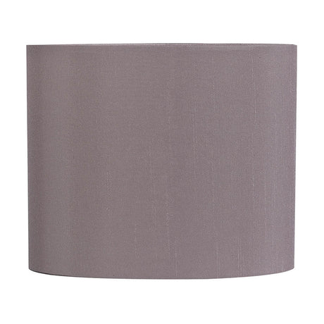 Serena Oval Lamp Shade in taupe faux silk fabric, 18cm, shown against a plain white background.