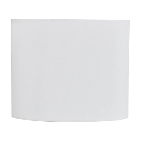 Serena Oval Lamp Shade 18cm in white faux silk with a subtle sheen, shown on a plain white background.