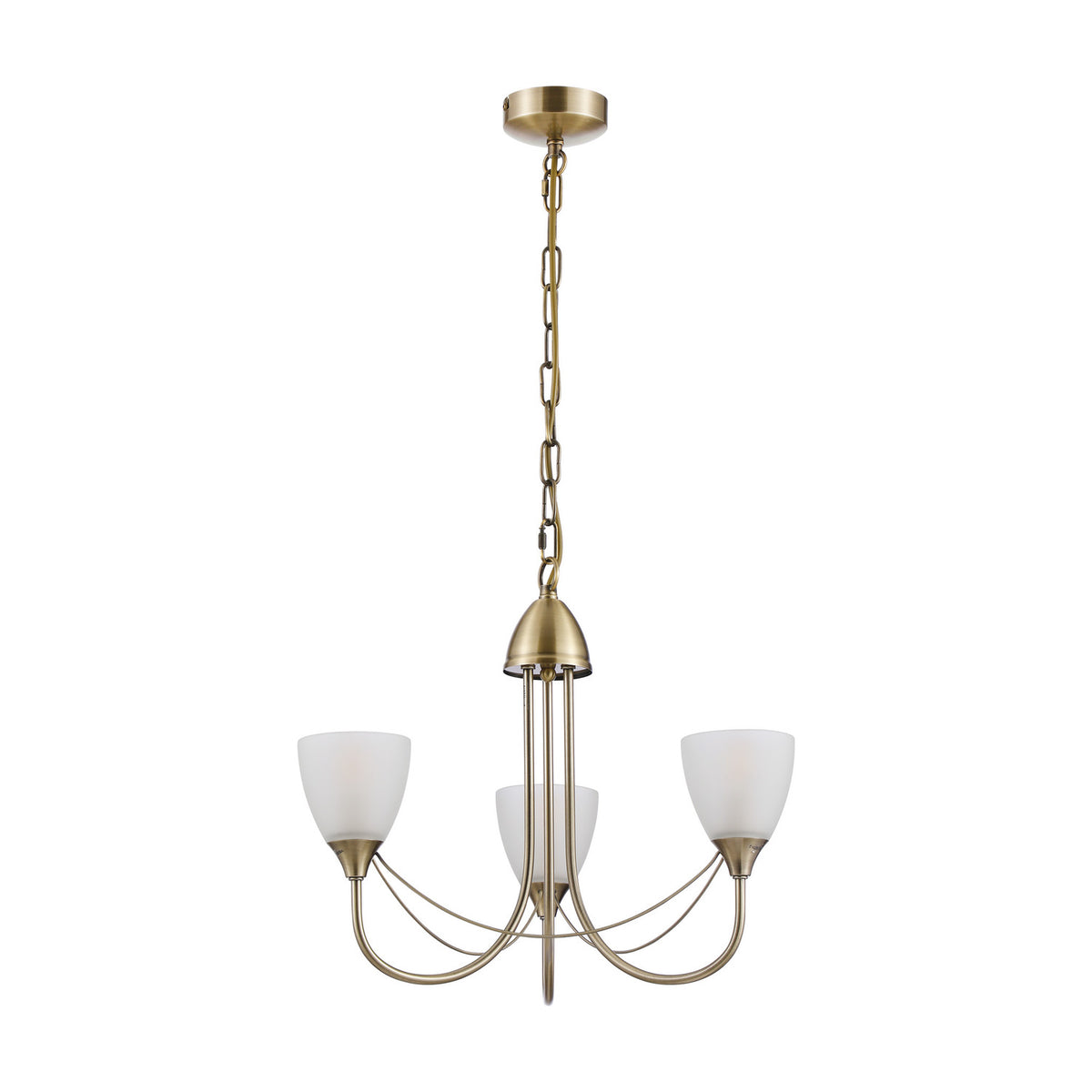 Cooper 3 Light E14 Semi Flush Ceiling Light 46cm - Antique Brass