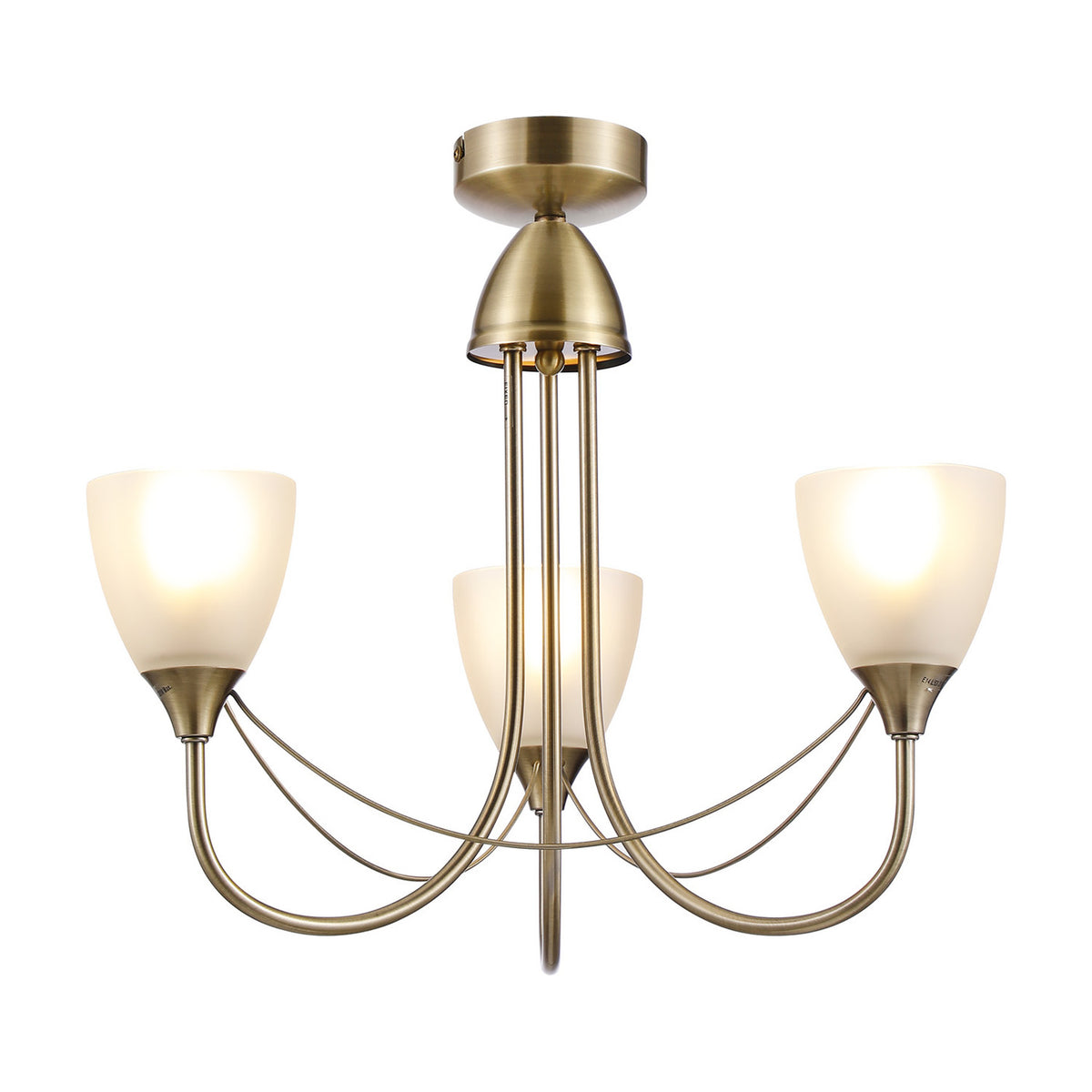 Cooper 3 Light E14 Semi Flush Ceiling Light 46cm - Antique Brass