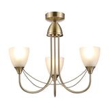 Cooper 3 Light E14 Semi Flush Ceiling Light 46cm - Antique Brass