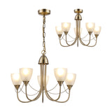 Cooper 5 Light E14 Semi Flush Ceiling Light 54cm - Antique Brass