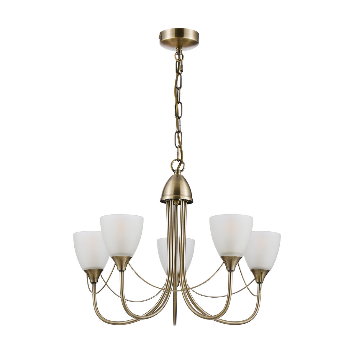 Cooper 5 Light E14 Semi Flush Ceiling Light 54cm - Antique Brass