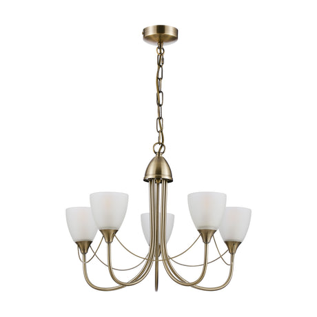 Cooper 5 Light E14 Semi Flush Ceiling Light 54cm - Antique Brass