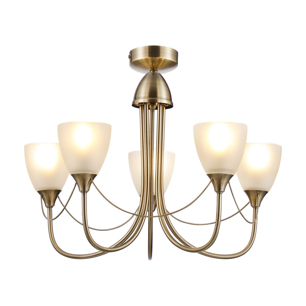 Cooper 5 Light E14 Semi Flush Ceiling Light 54cm - Antique Brass