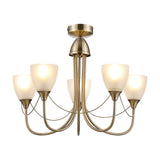 Cooper 5 Light E14 Semi Flush Ceiling Light 54cm - Antique Brass