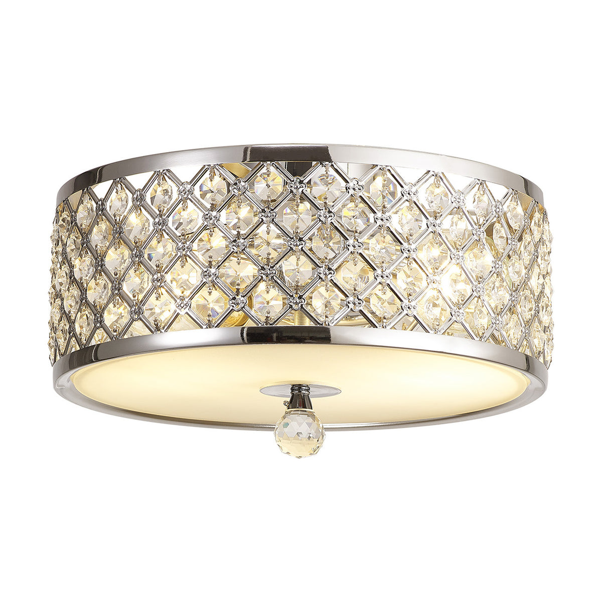 Sasha 2 Light E27 Flush Ceiling Light 30cm - Polished Chrome
