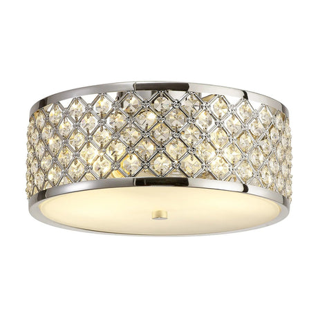 Sasha 2 Light E27 Flush Ceiling Light 30cm in polished chrome, shown upright on a plain white background.