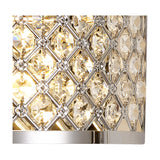 Close-up of the Sasha 2 Light E14 Wall Light in polished chrome, showing a diamond-patterned crystal glass panel illuminated from within.
