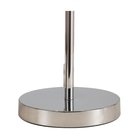 Close-up of the Sasha 2 Light E14 Table Lamp base, 30cm, with a round polished chrome plinth and fluted chrome stem on a plain white background.