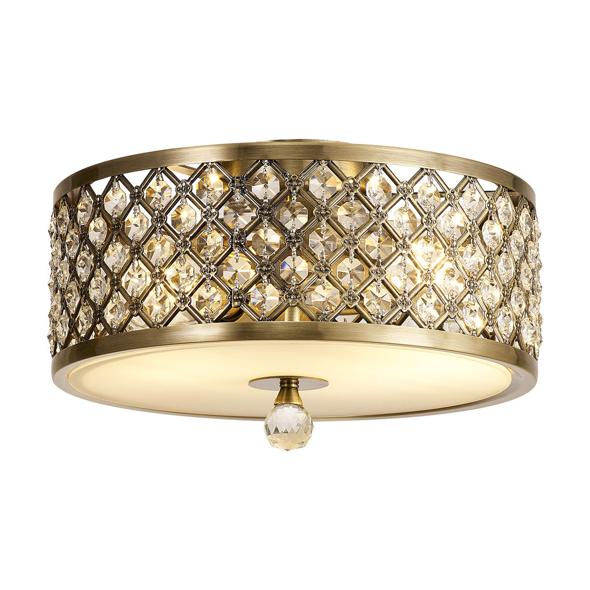 Sasha 2 Light E27 Flush Ceiling Light 30cm - Antique Brass