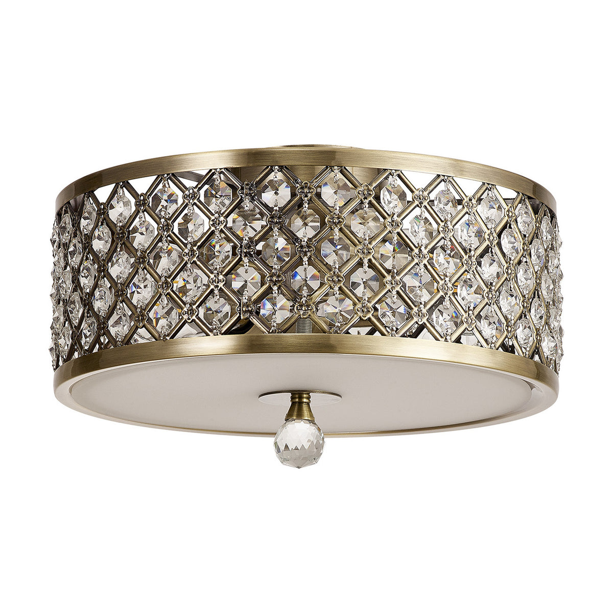 Sasha 2 Light E27 Flush Ceiling Light 30cm - Antique Brass