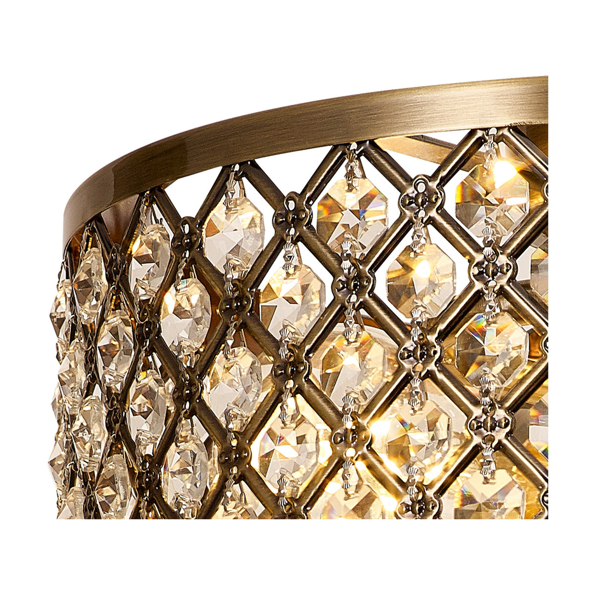 Sasha 2 Light E27 Flush Ceiling Light 30cm - Antique Brass