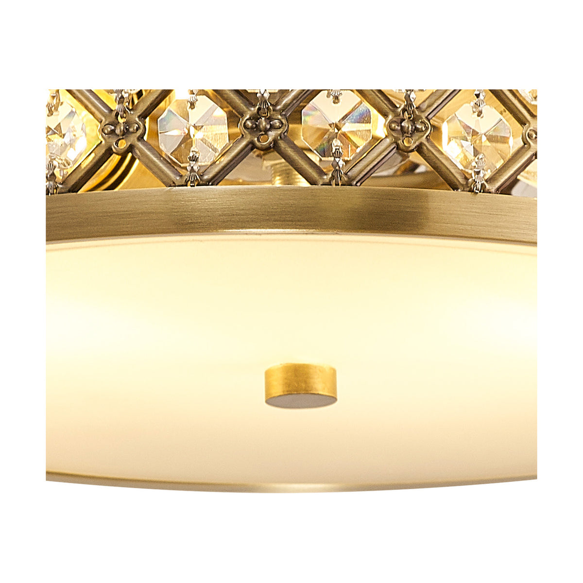 Sasha 2 Light E27 Flush Ceiling Light 30cm - Antique Brass