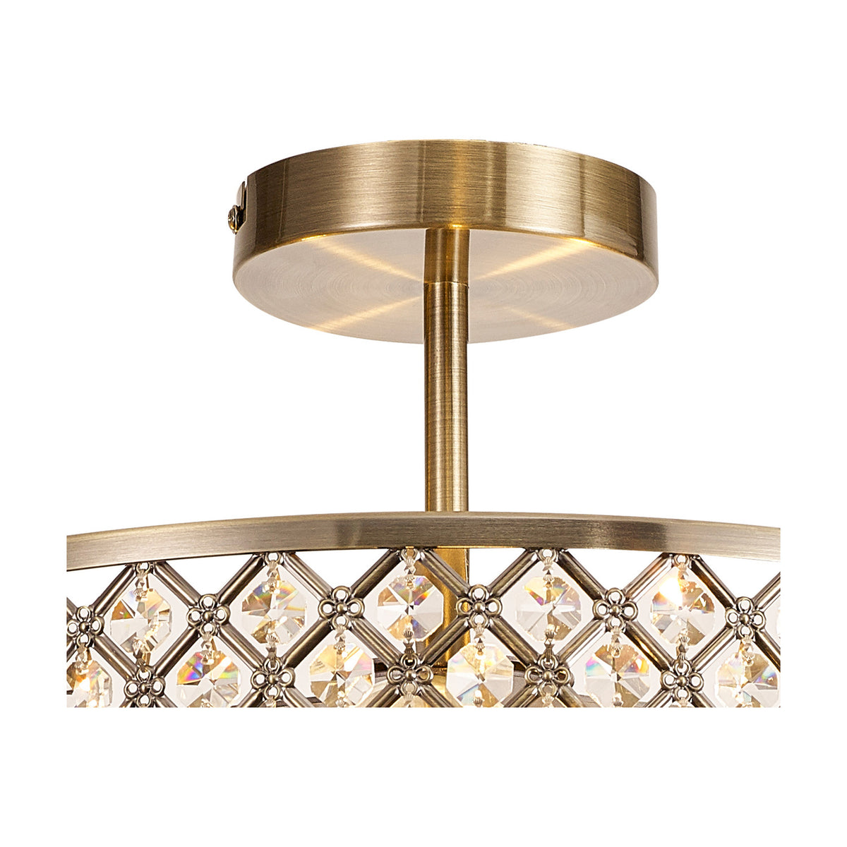 Sasha 3 Light E27 Semi Flush Ceiling Light 40.5cm - Antique Brass