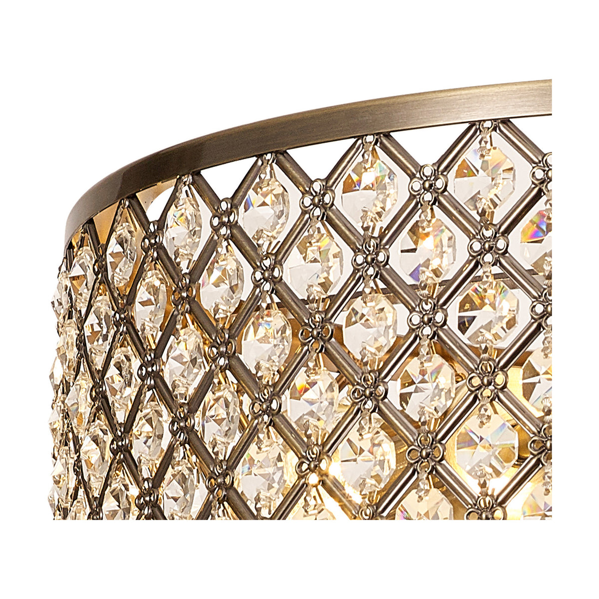 Sasha 3 Light E27 Semi Flush Ceiling Light 40.5cm - Antique Brass