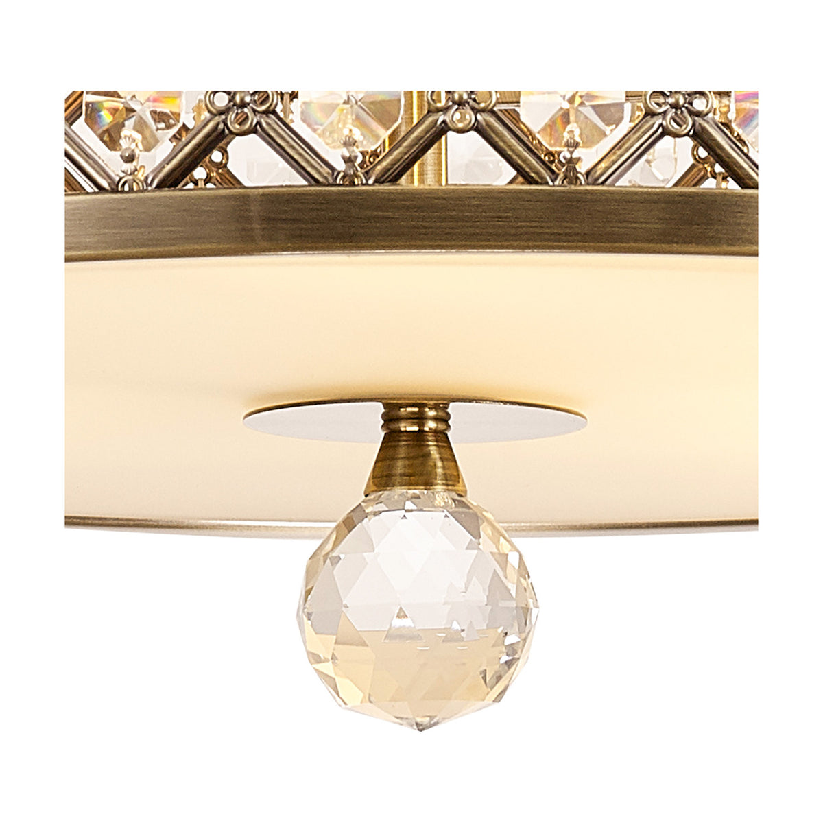 Sasha 3 Light E27 Semi Flush Ceiling Light 40.5cm - Antique Brass