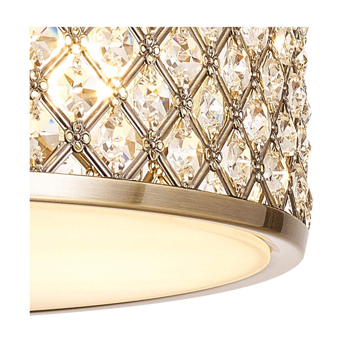 Sasha 3 Light E27 Semi Flush Ceiling Light 40.5cm - Antique Brass