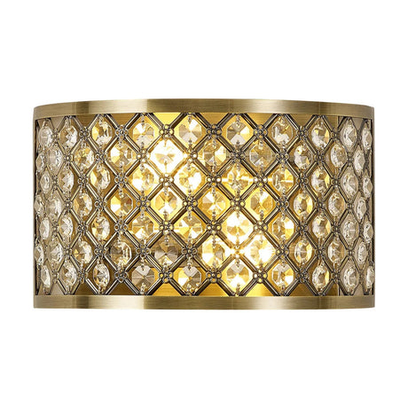 Sasha 2 Light E14 Wall Light in antique brass, shown upright on a plain white background.