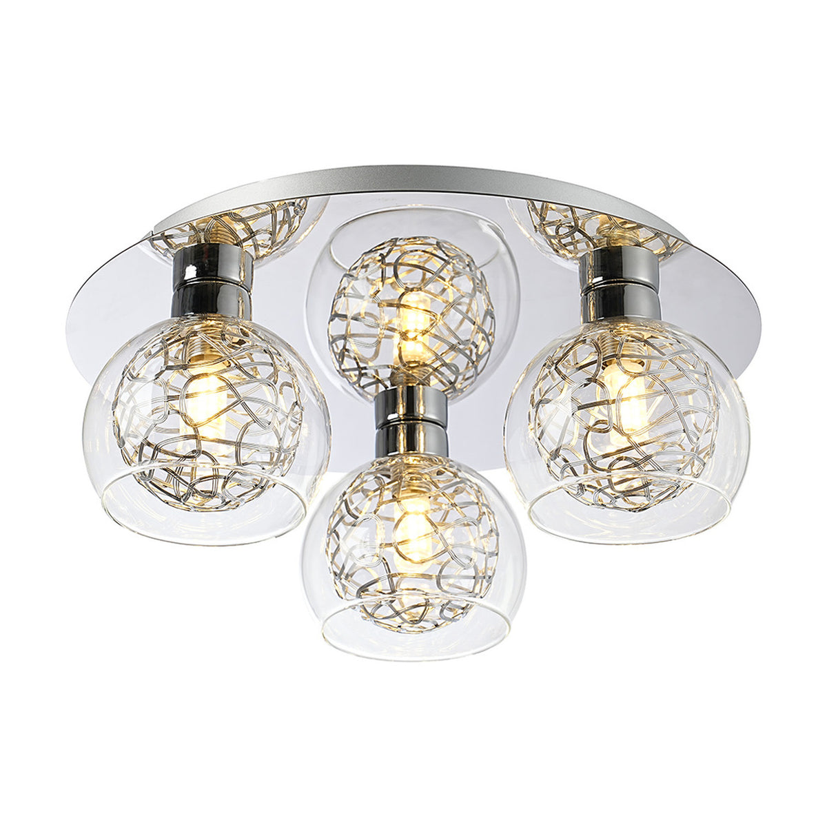 Talia 3 Light G9 Flush Ceiling Light 35cm - Polished Chrome