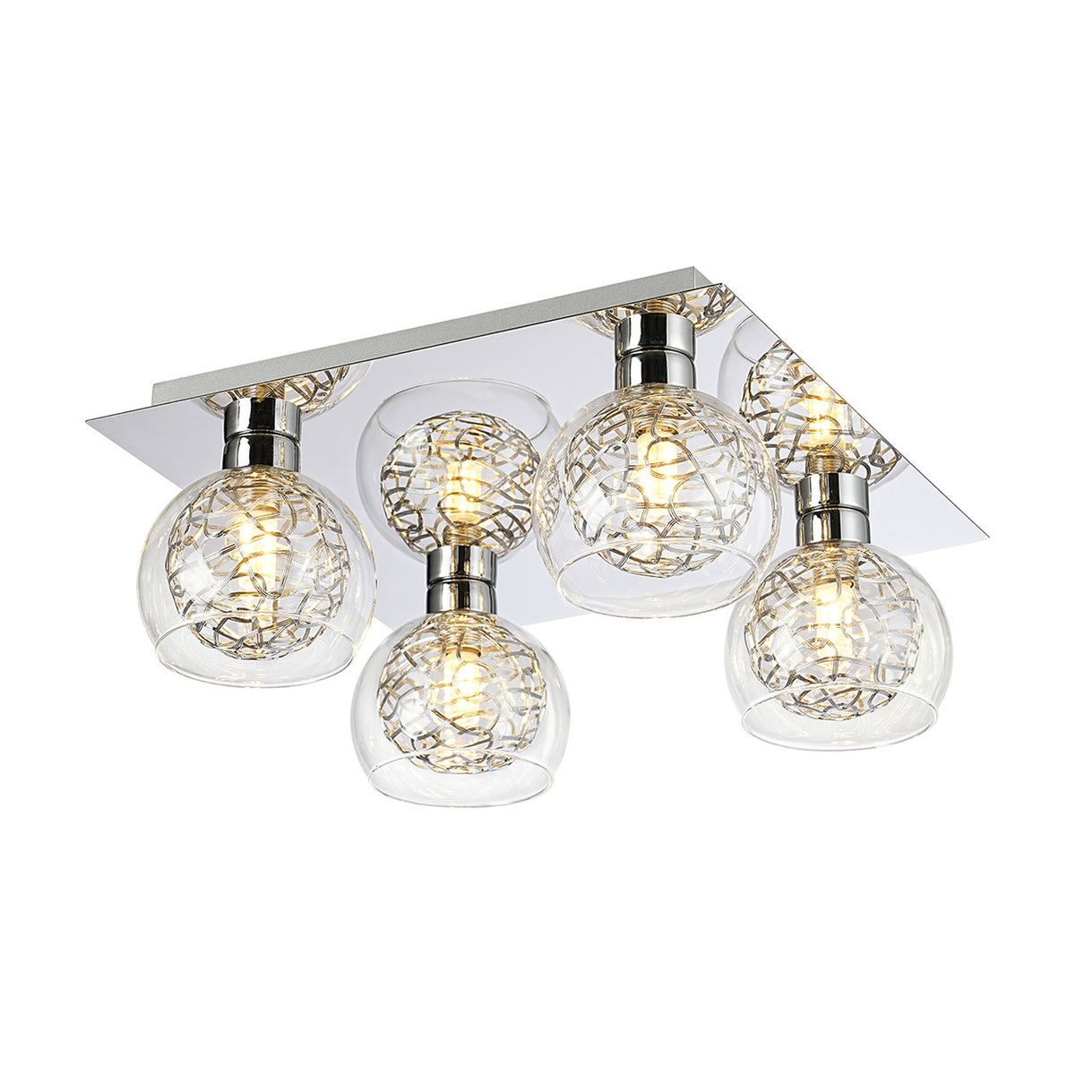 Talia 4 Light G9 Flush Ceiling Light 35cm Long - Polished Chrome