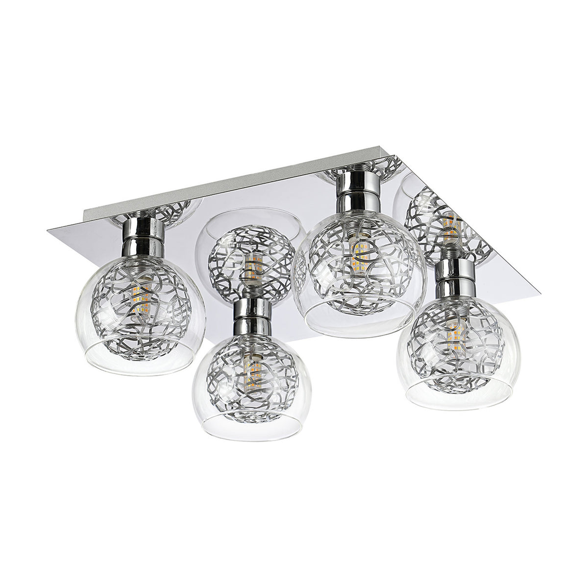 Talia 4 Light G9 Flush Ceiling Light 35cm Long - Polished Chrome