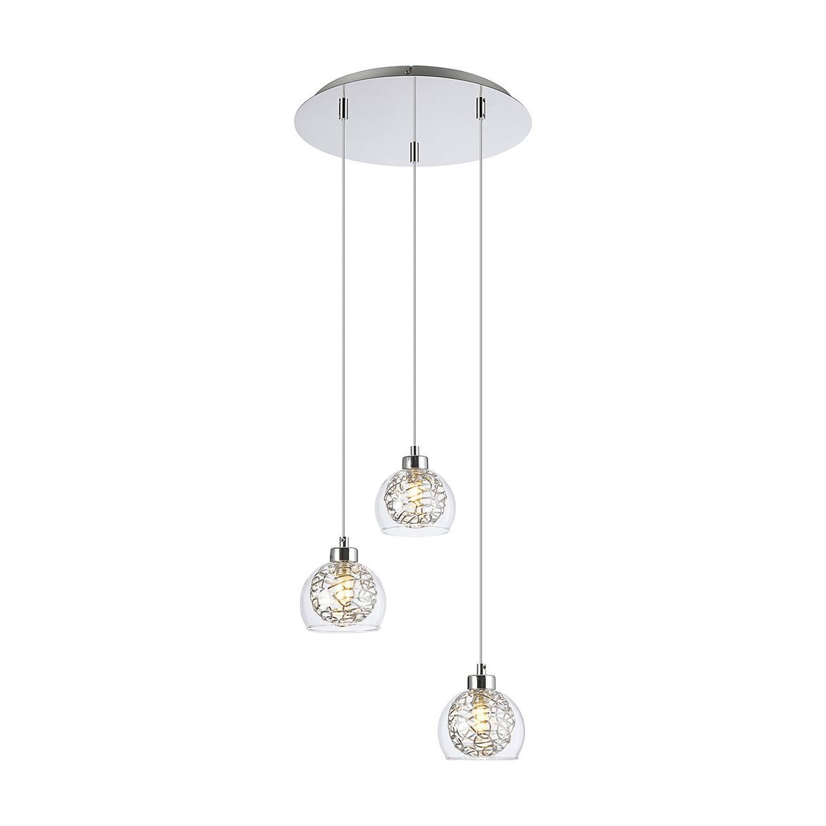 Talia 3 Light G9 Round Pendant Light 35cm - Polished Chrome