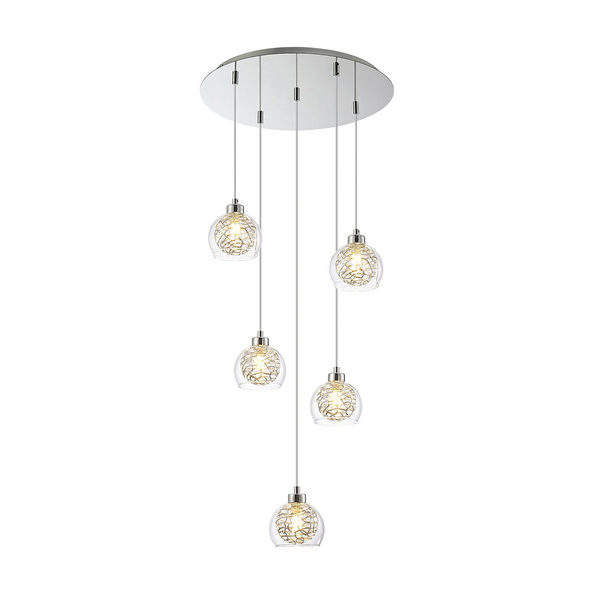 Talia 5 Light G9 Round Pendant Light 45cm - Polished Chrome