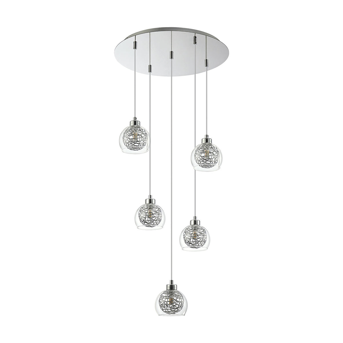 Talia 5 Light G9 Round Pendant Light 45cm - Polished Chrome
